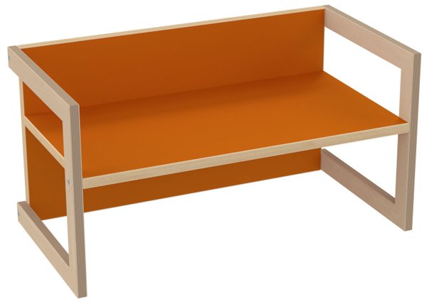 PiHaMi Kindersitzbank Stuhl Tisch Hannes in 3 Sitzhöhen Farbe: Orange/ Birke