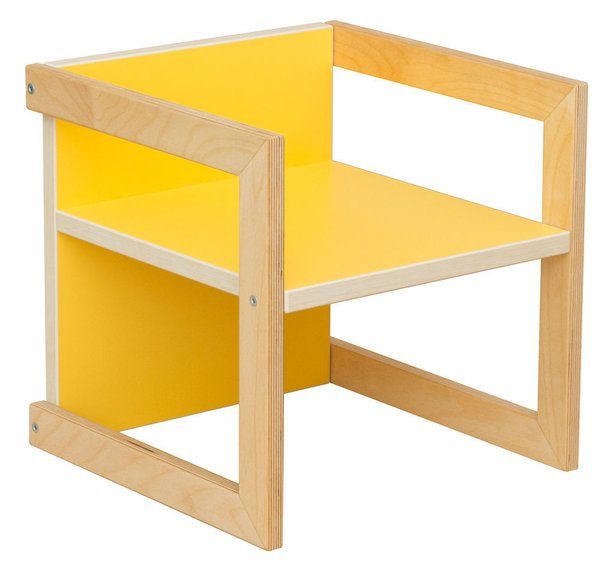 PiHaMi Kinderstuhl Stuhl Tisch Michel in 3 Sitzhöhen Farbe: Gelb / Birke
