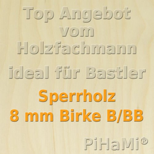 Birke 5 Platten B/BB 8 mm 50x30cm