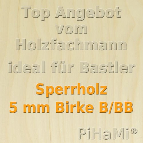 Birke 5 Platten B/BB 5 mm 50x50cm