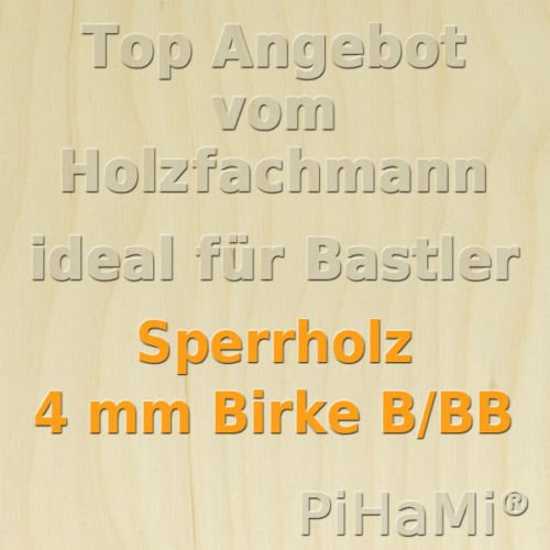 Birke 5 Platten B/BB 4 mm 75x50cm